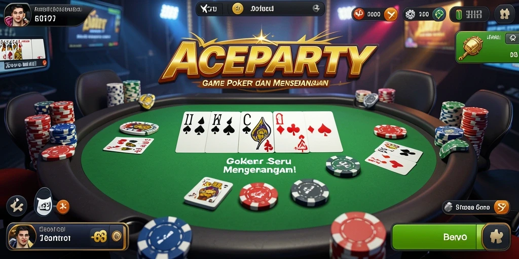 Screenshot gameplay ACEPARTY yang menunjukkan serunya permainan Poker.