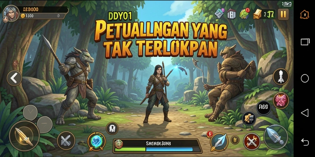 Screenshot utama DYO1 yang menunjukkan aksi gameplay Adventure yang mendebarkan.