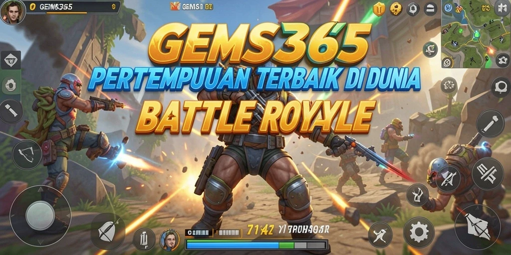 Gameplay seru di GEMS365 dengan aksi Battle Royale yang intens.