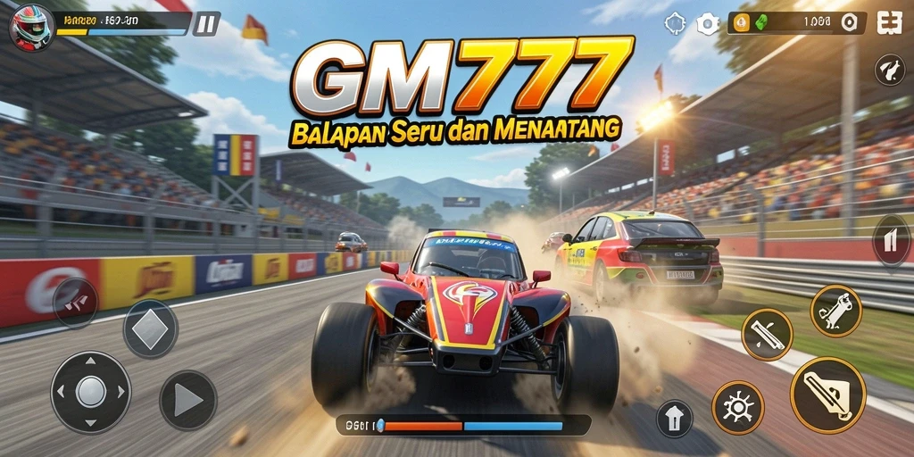 Gameplay balapan seru di GM777 dengan mobil cepat.