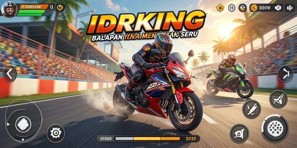 Tampilan gameplay seru dalam balapan motor di IDRKING.