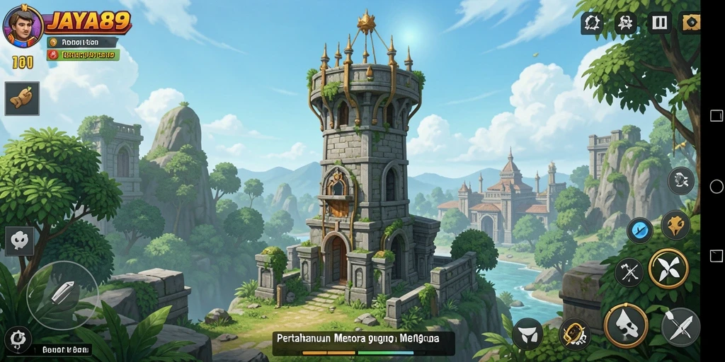 Tampilan gameplay seru dan strategis dalam JAYA89 Tower Defense.