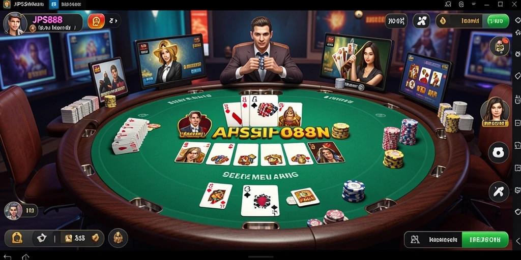 Tampilan permainan poker yang mendebarkan di JPS888.