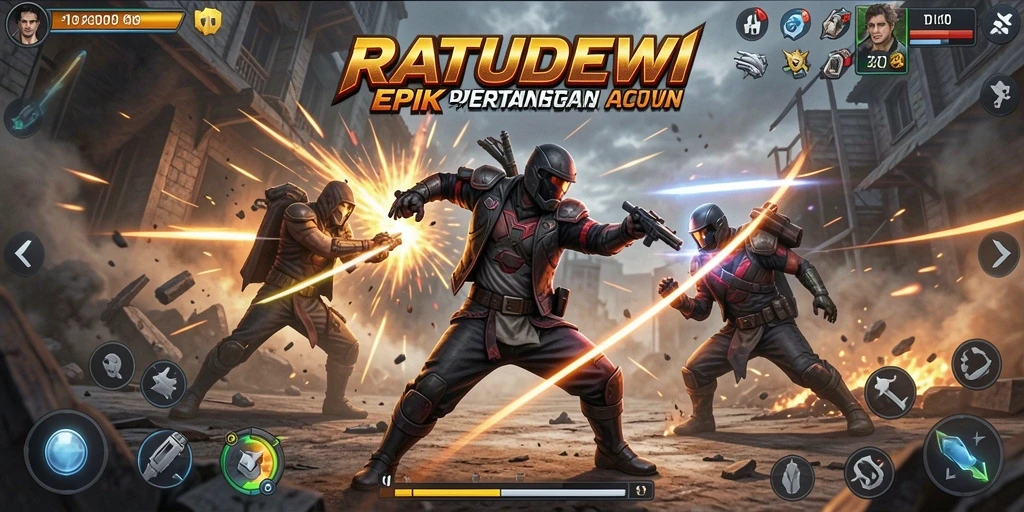 Tangkapan layar gameplay <strong>RATUDEWI</strong> menampilkan aksi mendebarkan di dalam pertempuran.