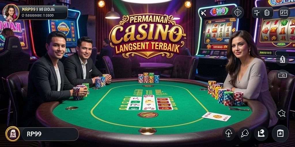 Tampilan gameplay RP99 dengan dealer langsung yang profesional.