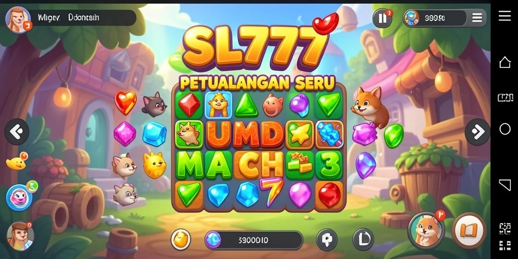Tampilan gameplay seru SL777 dengan level Match-3 yang menantang.