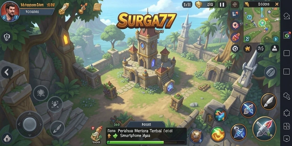 Tampilan seru gameplay SURGA77 dengan strategi menara yang menegangkan.