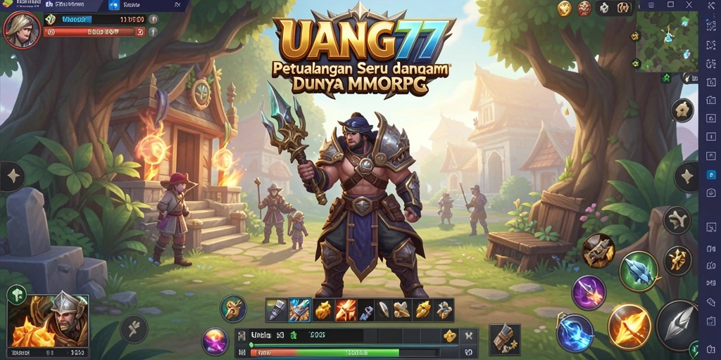 Tangkapan layar permainan <strong>UANG77</strong> yang menunjukkan aksi pertempuran seru.