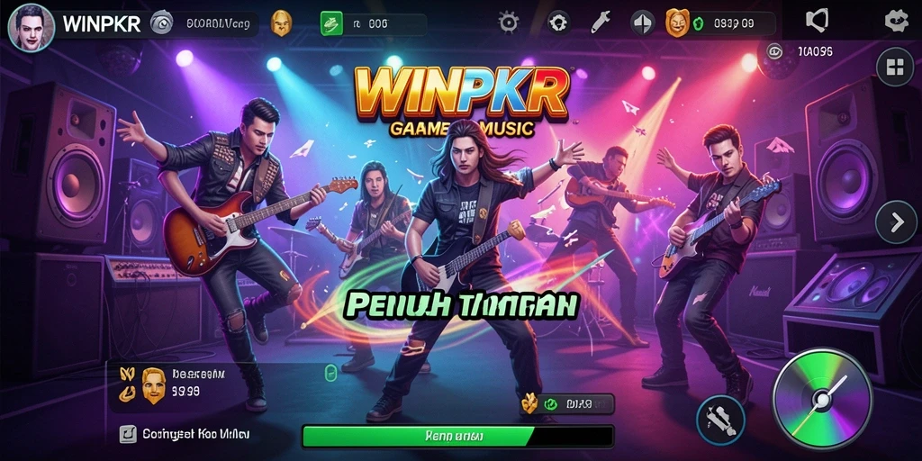 Tampilan gameplay <strong>WINPKR</strong> dengan berbagai pilihan musik yang menarik.